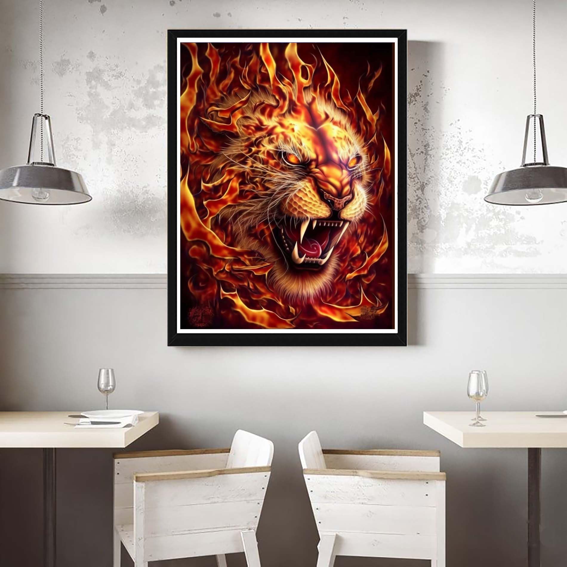 VAIIEYO 5D DIY Diamond Painting Kit for Adults - Lion Animal Full Drill Round Rhinestone Art, 12x16 Inch Home Wall Decor Craft, Perfect Gift for Relaxation & Stress Relief - Ideal for Living Room, Bedroom, or Office Decoration