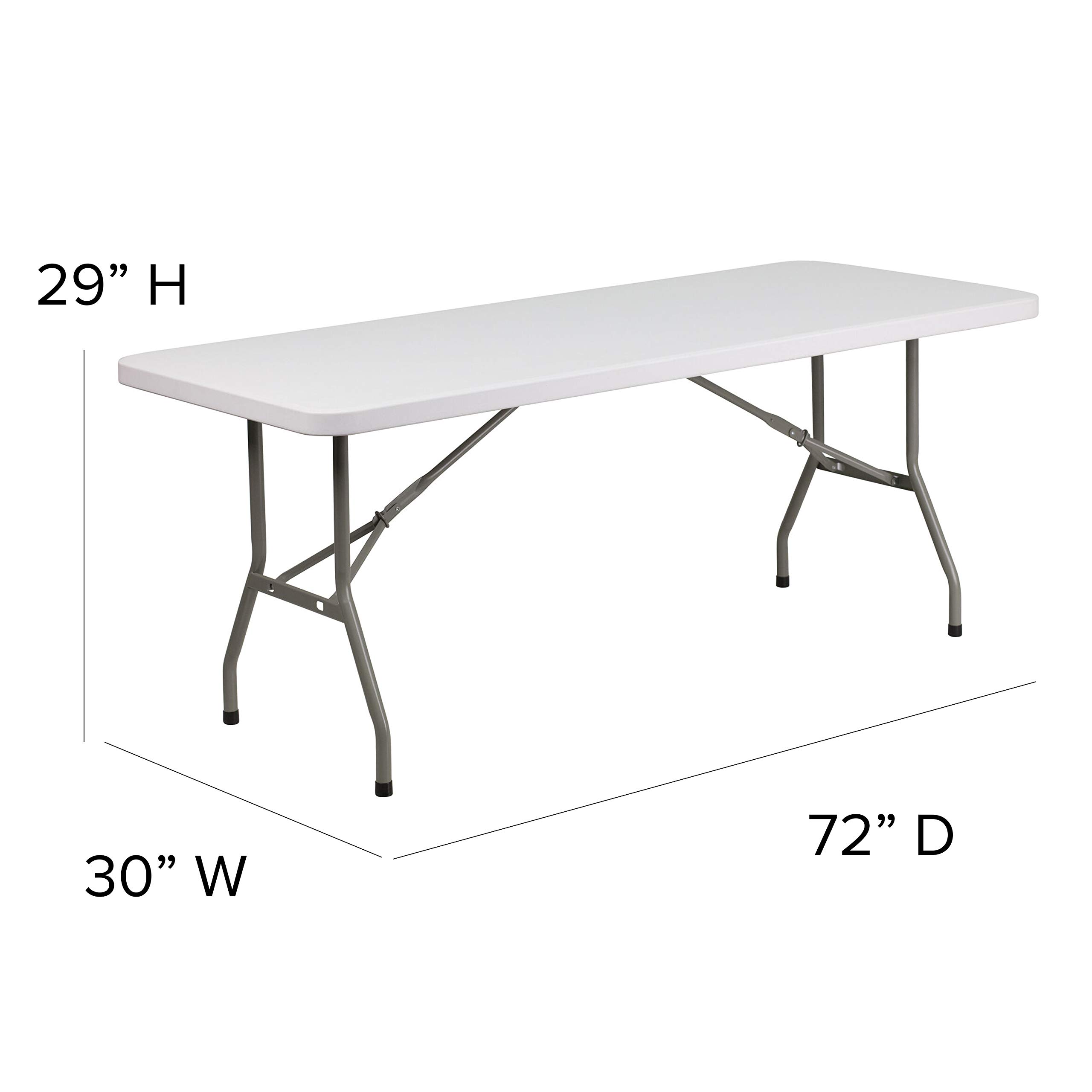 6-Foot Granite White Plastic Folding Table - Heavy Duty Banquet & Event Table for Parties, Weddings, Picnics & Outdoor Gatherings