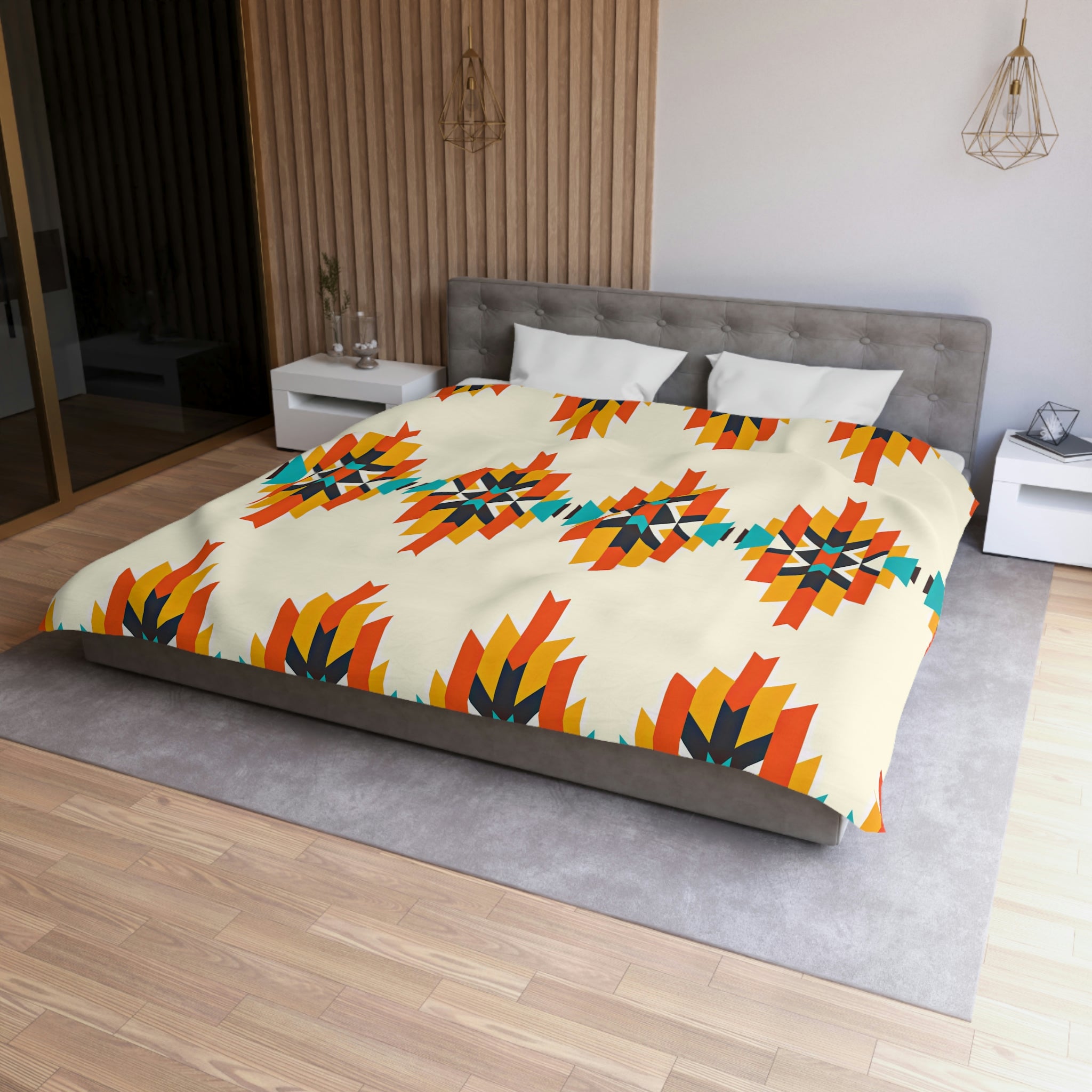 Southwestern Arrow Print Microfiber Duvet Cover Set - Soft Bedding for Queen King Bed - Boho Chic Bedroom Decor for Cozy Home & Guest Room