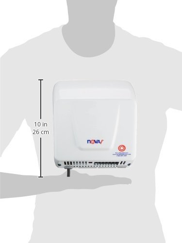 World Dryer 0833 NOVA-1 Plug-In Automatic Hand Dryer - 110-120V Surface Mounted, Quick Install, White Aluminum Cover - Perfect for Restrooms, Kitchens, and High-Traffic Commercial Areas