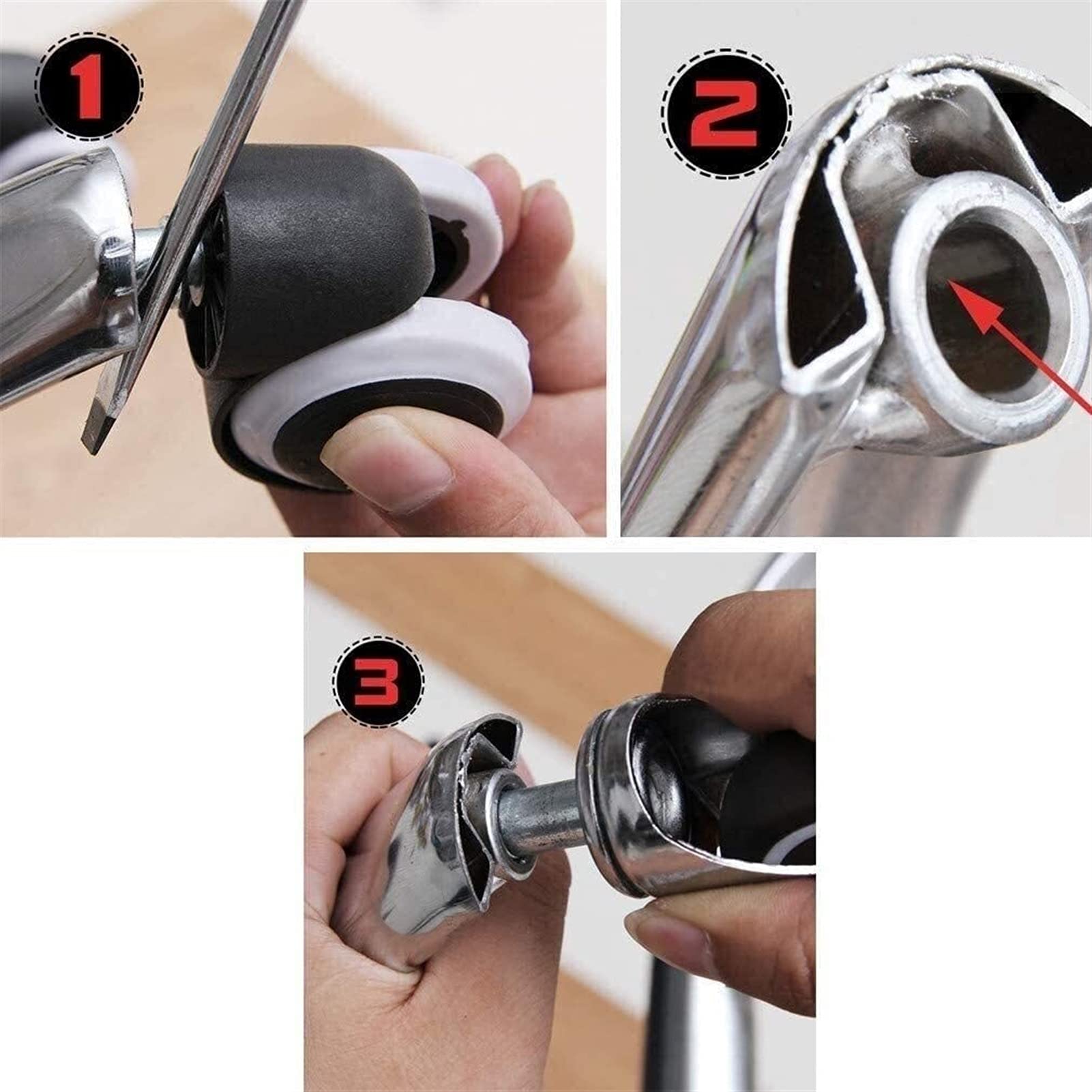 5pcs 2-Inch Heavy Duty Swivel Caster Wheels with Brake - 360 Degree Smooth Rolling Rubber Furniture Casters for Office Chairs, Workbenches & Home Furniture (Threaded Rod Style) - Perfect for Home Office, Workshop & Industrial Use