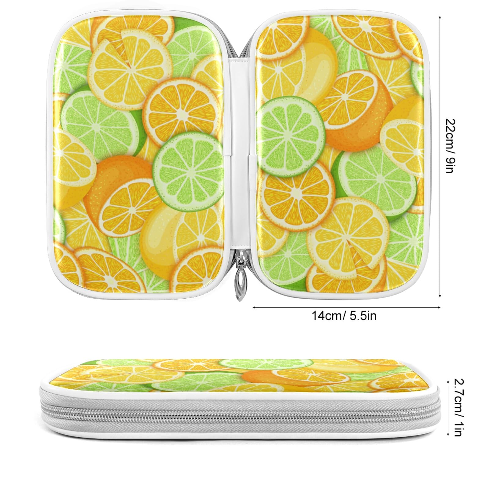 ZZKKO Summer Lemon Orange Pencil Case - Waterproof Zippered Pouch for School, Office & Travel - Perfect for Organizing Pens, Stationery, Makeup & Cosmetics (Ideal for Students, Artists & Professionals)