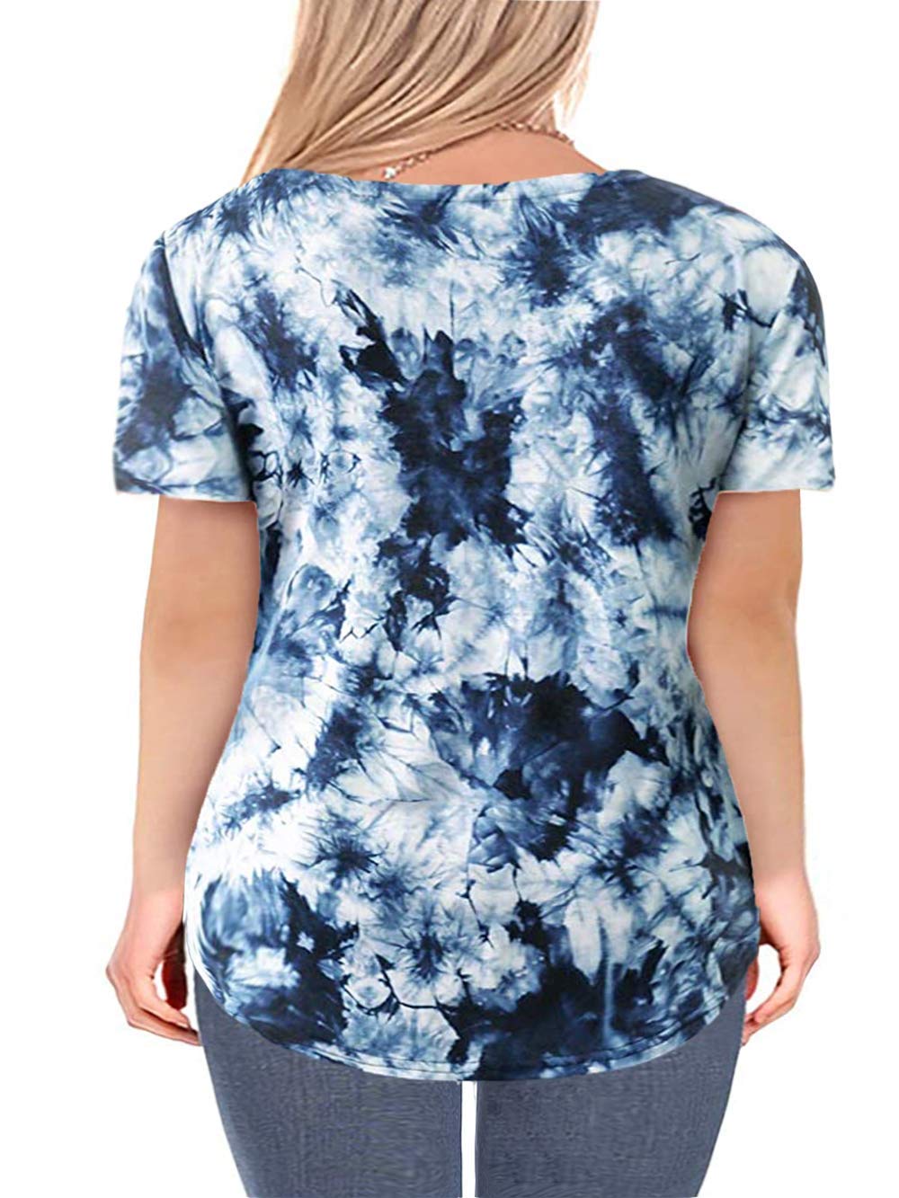 ROSRISS Plus Size Women's Tie Dye T-Shirts for Summer - Casual Short Sleeve Blouse for Beach, Vacation & Everyday Wear