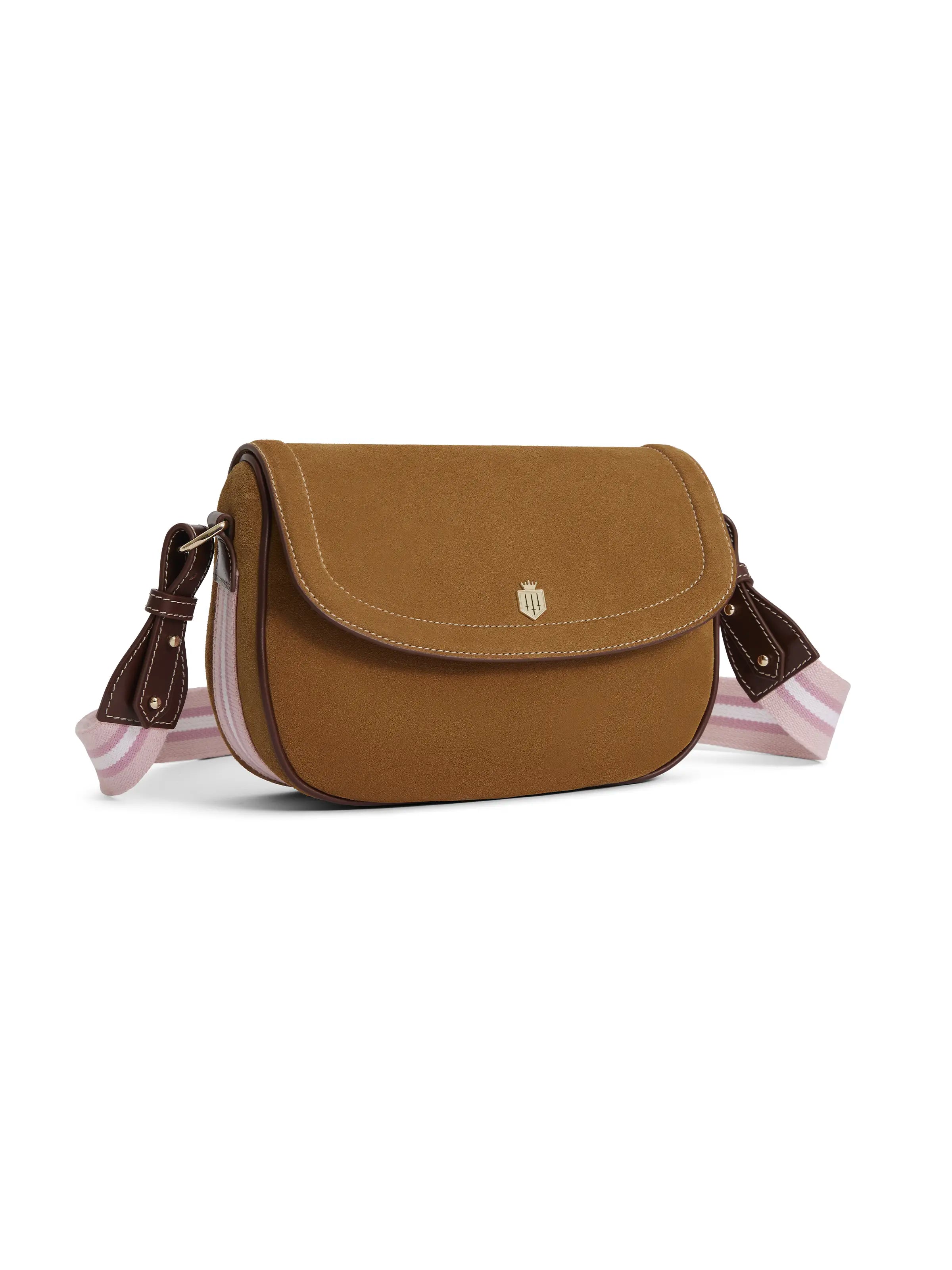 Boston Bag Breast Cancer Awareness Tan Suede & Pink 2024 - Stylish Tote for Work, Travel & Charity Support