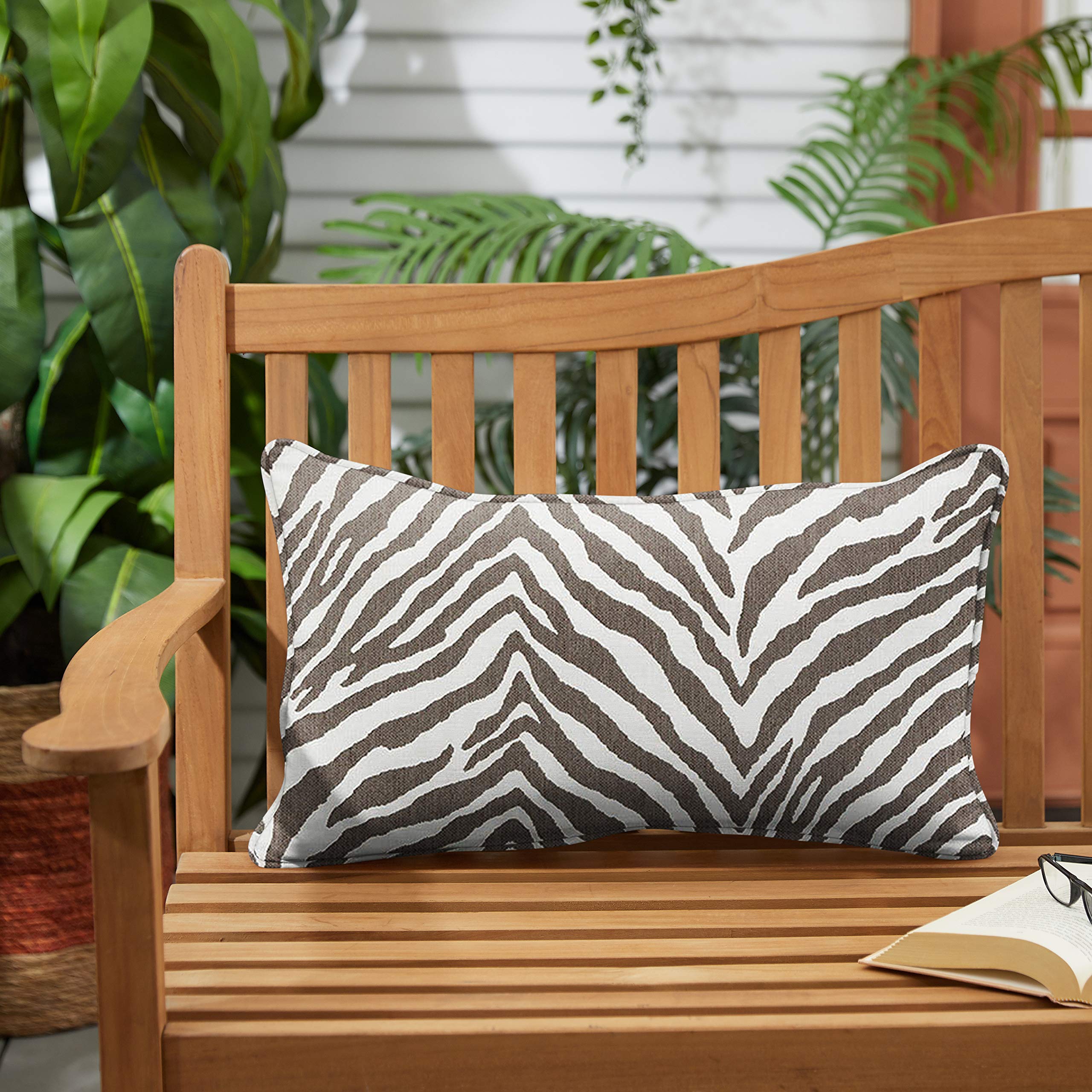 Sorra Home x Sunbrella - Indoor/Outdoor Lumbar Pillows (Set of 2), Grey Zebra Print - Water-Resistant & UV-Protected Decorative Throw Pillows for Patio, Sofa, or Bed