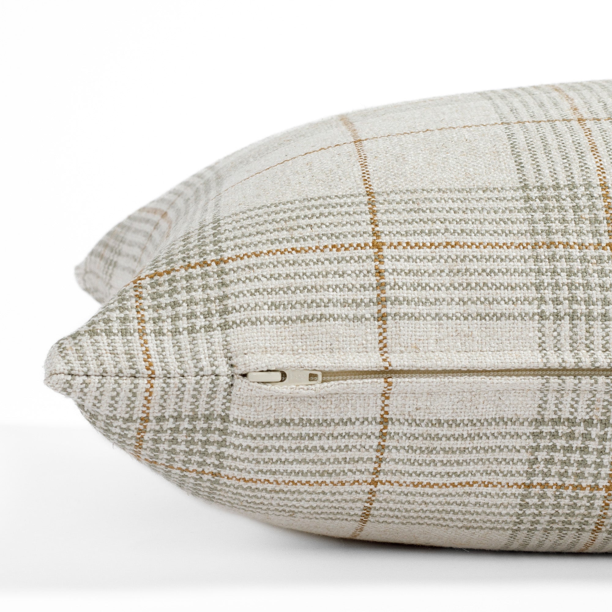 Cabot Plaid 16x42 Bolster Pillow in Sage Green - Decorative Lumbar Support Cushion for Sofa, Bed, or Reading Nook - Soft Cotton Blend Home Decor