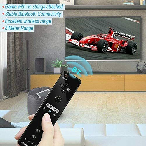 2 in 1 Wireless Game Controller with Motion Plus for Nintendo Wii & Wii U - Ergonomic Joystick with Silicone Case & Wrist Strap (Black) - Perfect for Family Game Nights & Interactive Gaming Sessions