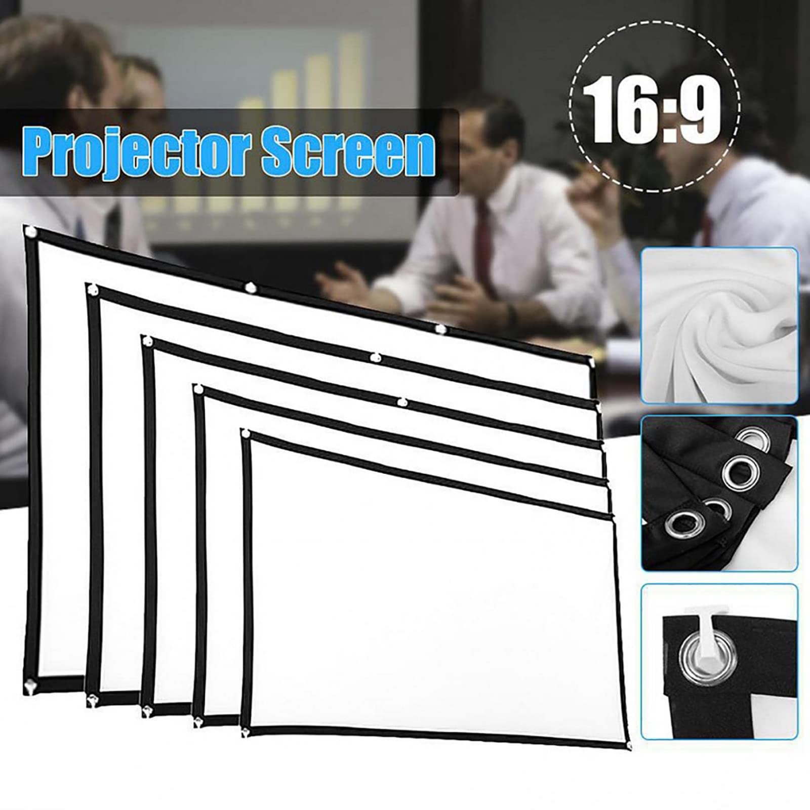 120 Inch 4K HD Projector Screen - 16:9 Foldable, Washable & Anti-Crease Portable Movie Screen for Home Theater, Outdoor & Indoor Use - Perfect for Movie Nights, Presentations and Backyard Entertainment