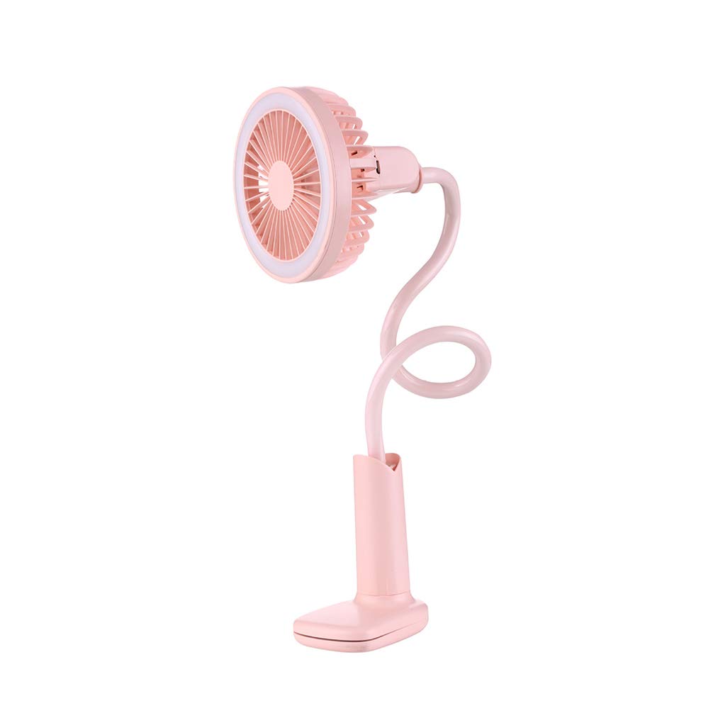 iplusmile USB Rechargeable 360° Flexible Mini Desk Fan with LED Light & Clip - Portable Personal Fan for Home, Office, Travel, Camping | Stay Cool Anywhere - Perfect for Work Desks, Nightstands, Dorm Rooms, Baby Nurseries & Car Use | Ideal for Summer Heat, Work From Home & Outdoor Activities