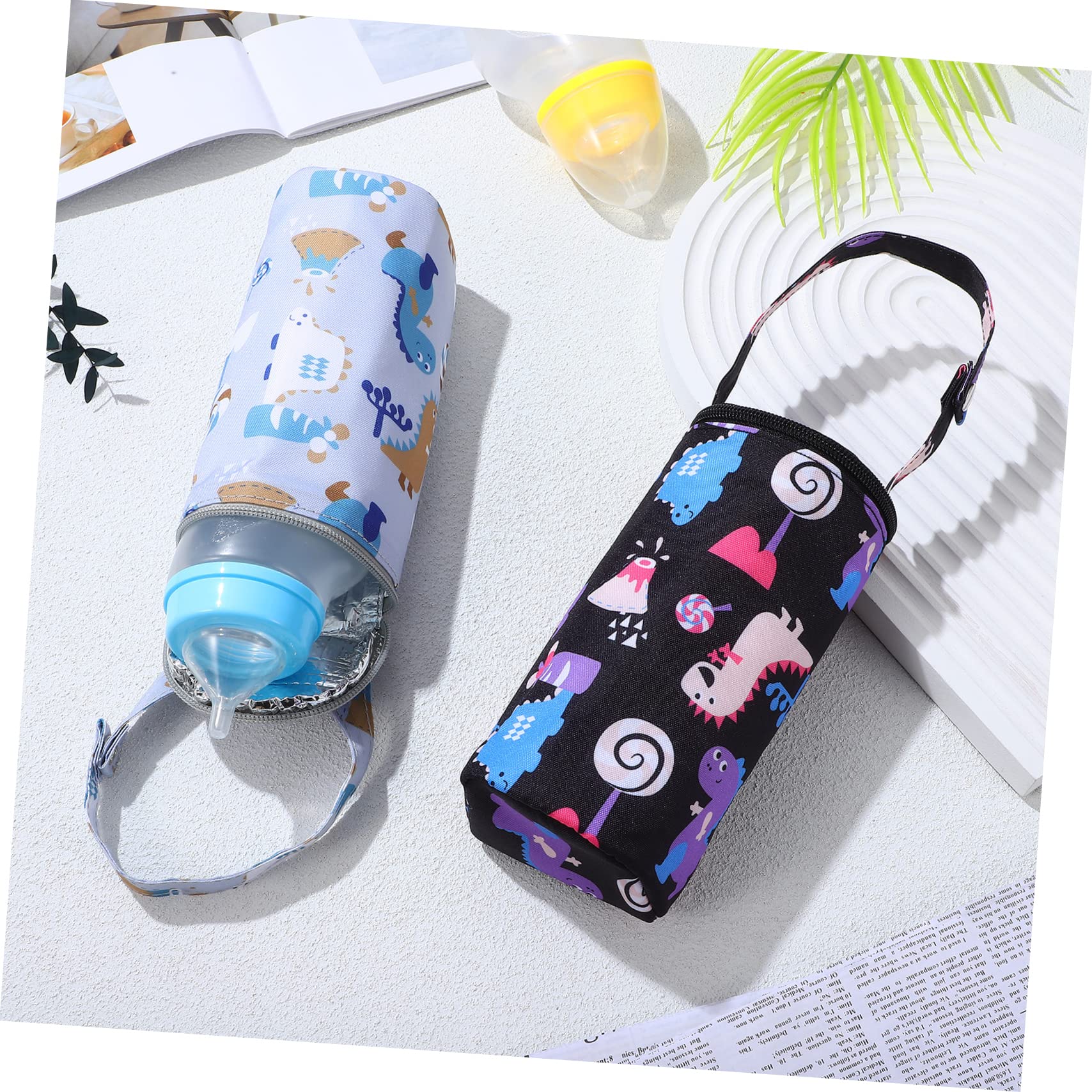 GRIRIW 2-Pack Insulated Baby Bottle Bags with Cute Cartoon Design - Thermal Milk Bottle Holder for Backpack, Portable Breastmilk Storage & Feeding - Perfect for Daycare, Travel & On-the-Go Moms