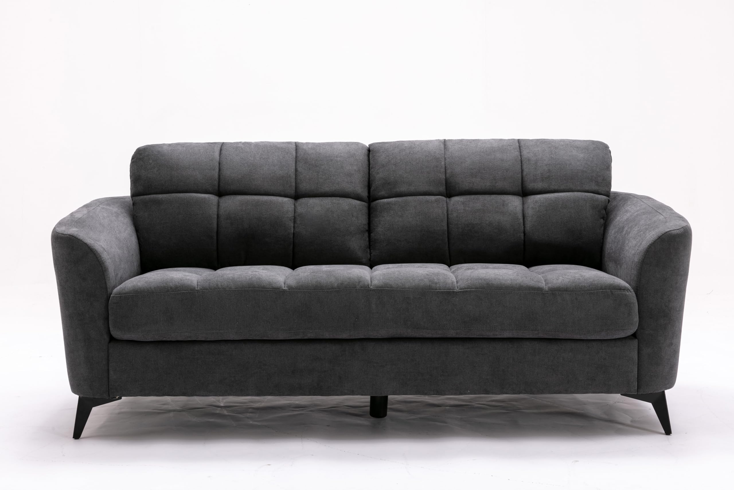 Lilola Home Callie Gray Velvet Fabric Sofa - Modern Velvet Couch for Living Room, Apartment & Lounge - Soft & Comfortable Upholstered Sofa for Home Decor