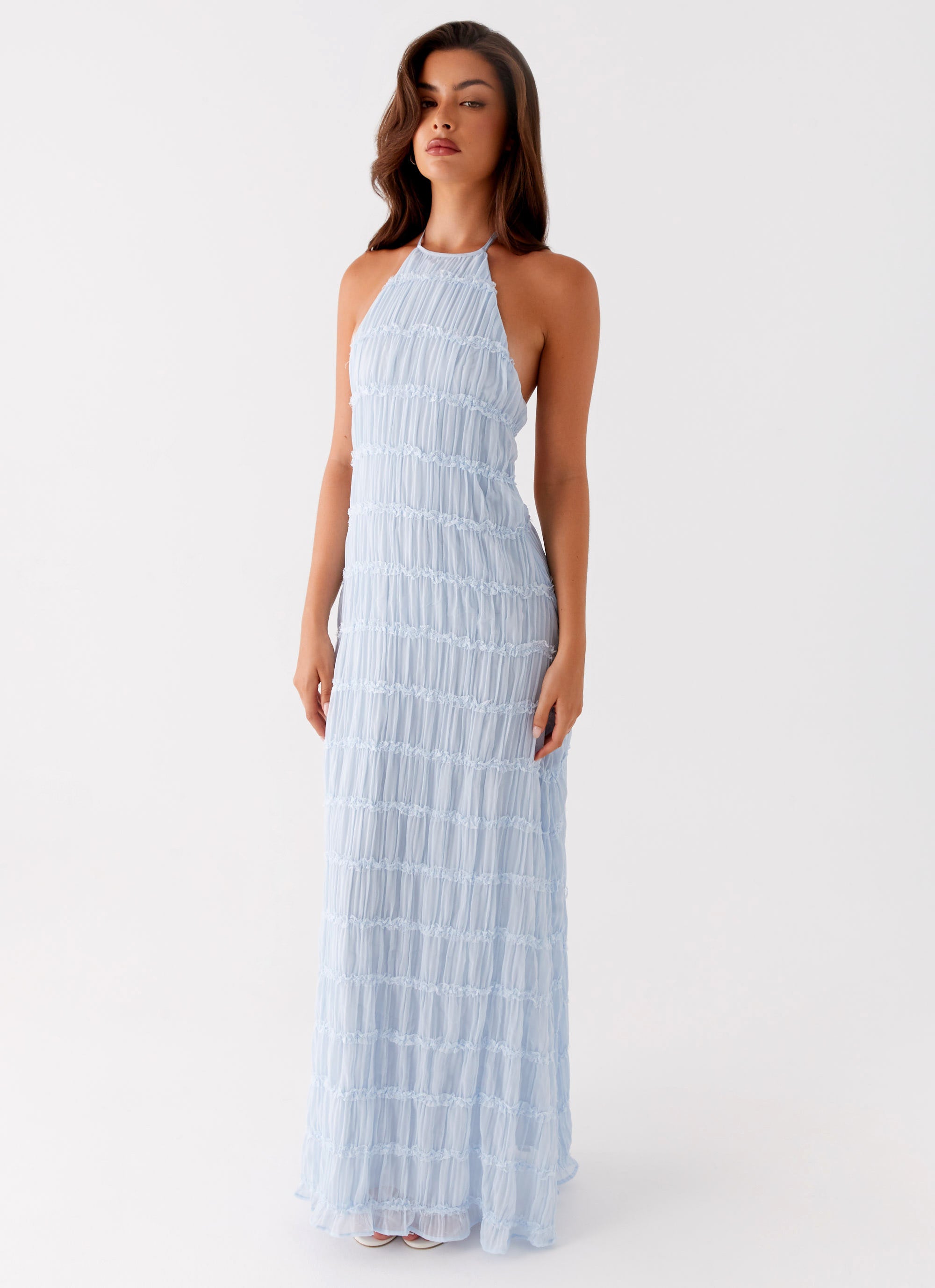 Aullie Maxi Dress for Women - Flowy Long Summer Dress in Blue | Beach Wedding, Vacation, Party Wear
