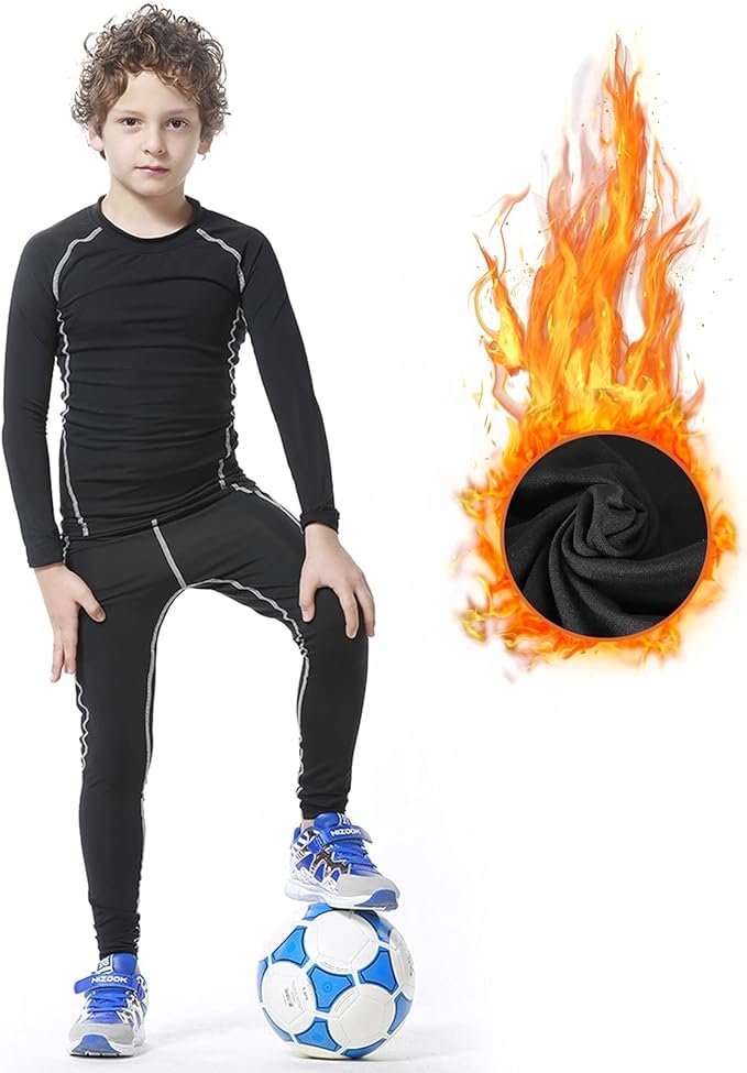 Kids' Thermal Underwear Set - Fleece-Lined Compression Shirt & Leggings for Cold Weather - Youth Base Layer for Winter Comfort - Perfect for Outdoor Activities, Skiing & Snow Play
