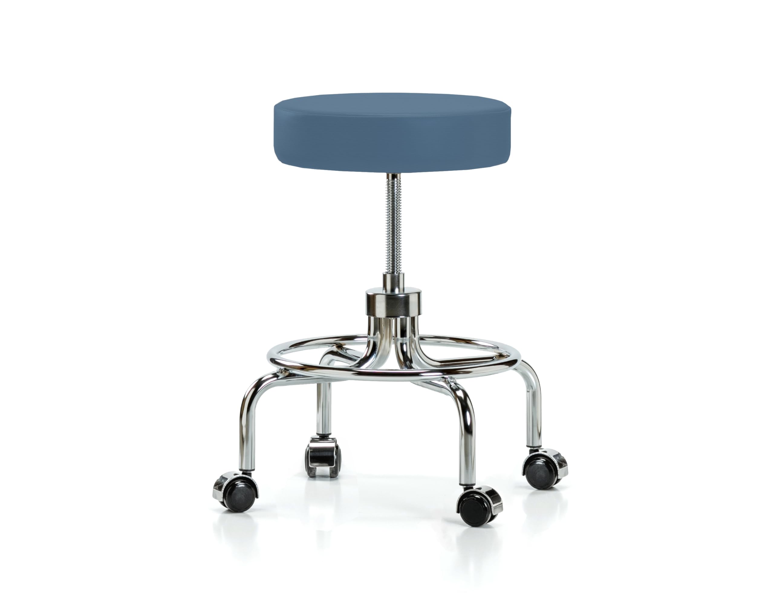 Perch Rolling Retro Exam Stool with Wheels - Adjustable Height Swivel Stool for Hardwood & Tile Floors - Newport Fabric Upholstered Stool for Medical Offices, Classrooms & Home Workspaces