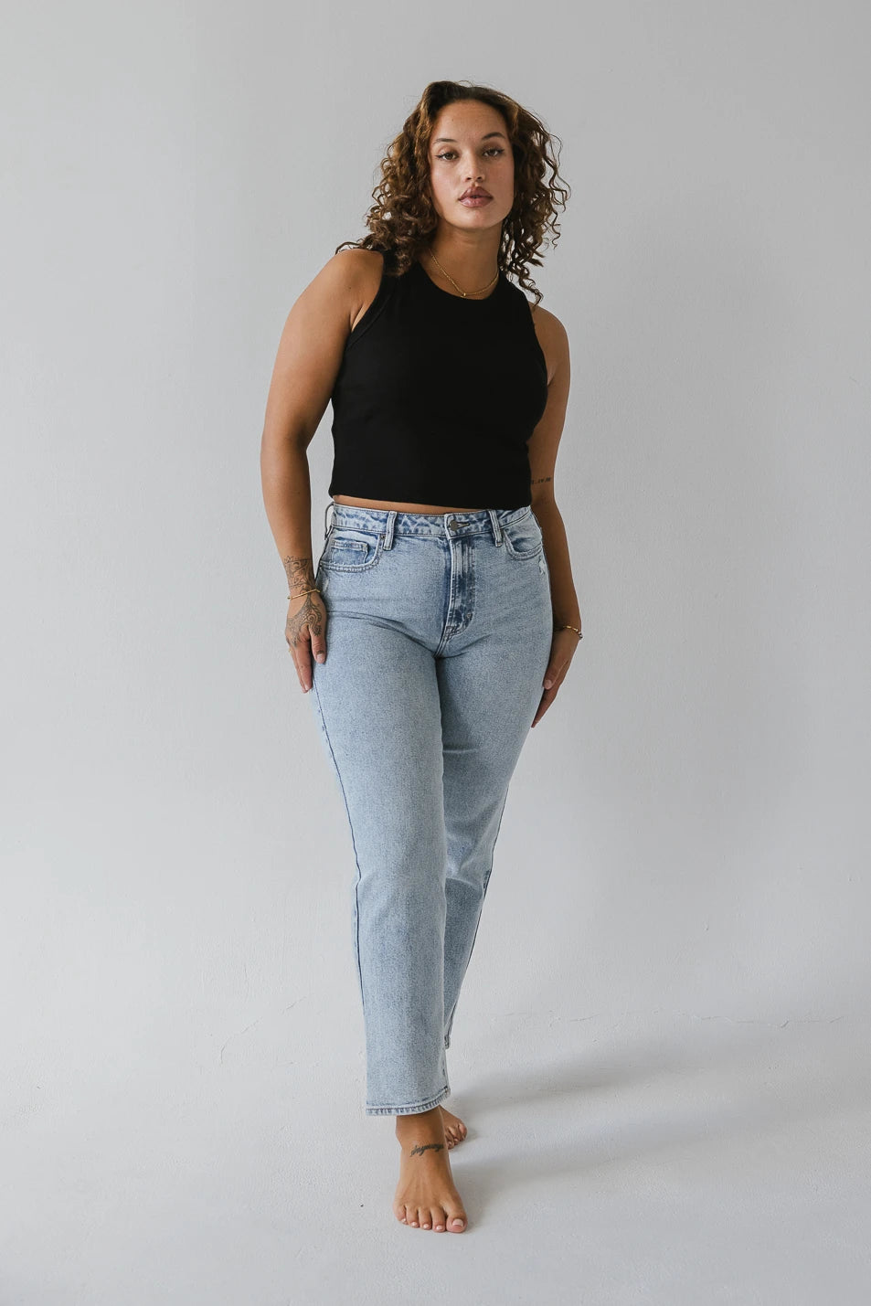 Georgia Straight Leg Jeans for Women - High Waist Denim Pants, Classic Blue Wash, Comfortable Stretch Fit - Perfect for Casual Wear, Office & Everyday Outfits
