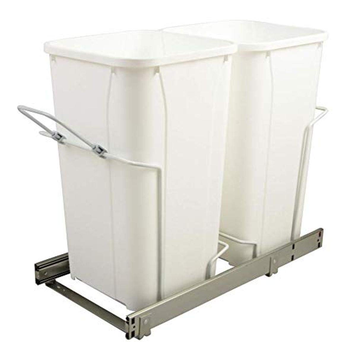 Knape & Vogt SCB12-2-27WH 27 Quart White Soft-Close Bottom-Mount Pull-Out Trash Can - 11