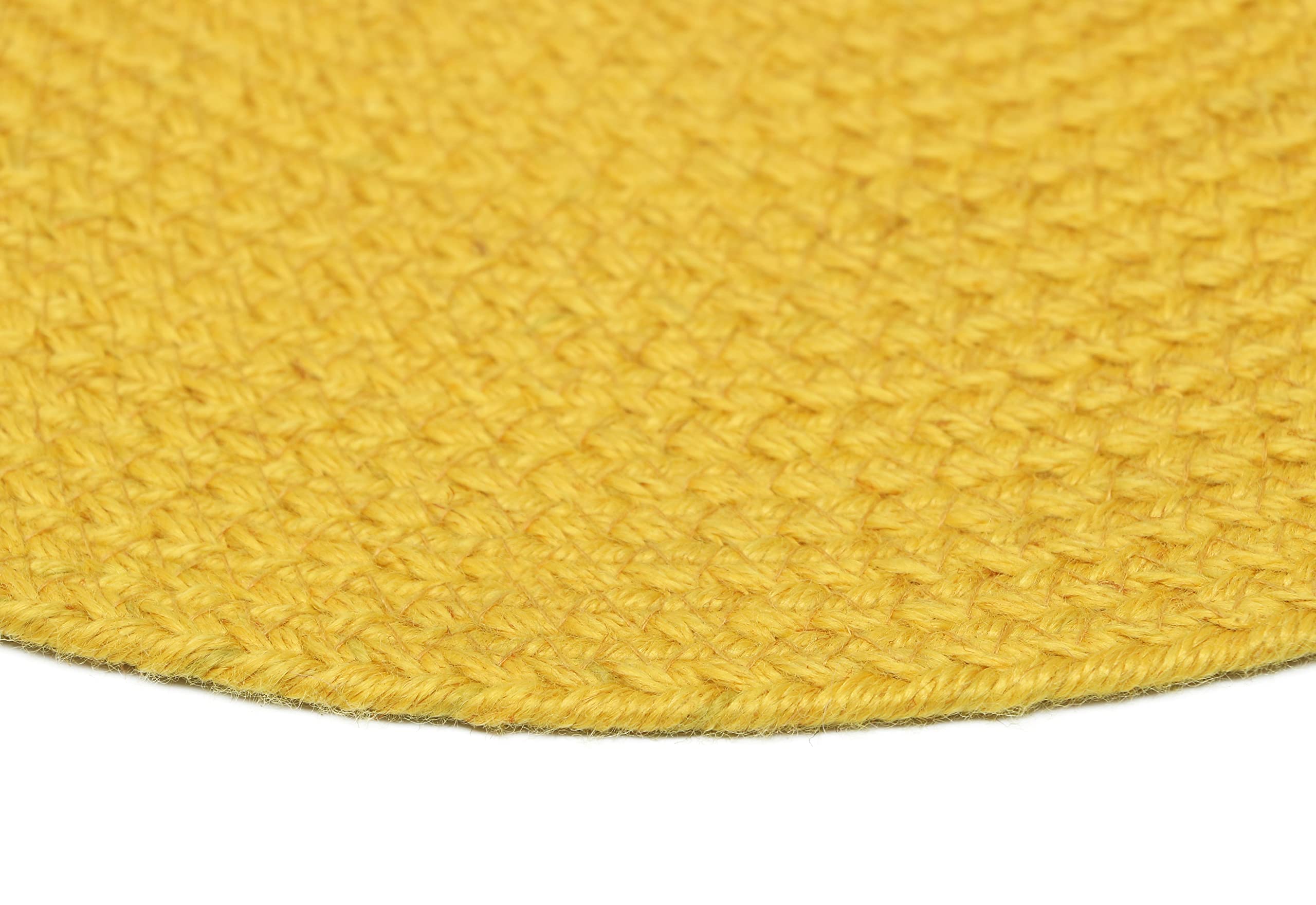 Premium Polyester (PET) Braided Round Placemats - 15 Inch Non-Slip Table Mats for Dining Table, Coffee Table, Nightstand, Shelves - Stylish Home Decor Accessories - Perfect for Everyday Use, Parties & Special Occasions (Yellow)