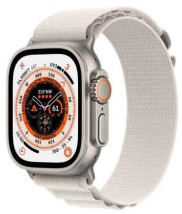 Apple Watch Ultra 49mm GPS + Cellular Titanium Case with Starlight Alpine Loop - MQF03LL/A | Smartwatch for Fitness Tracking, Outdoor Adventures & Daily Wear