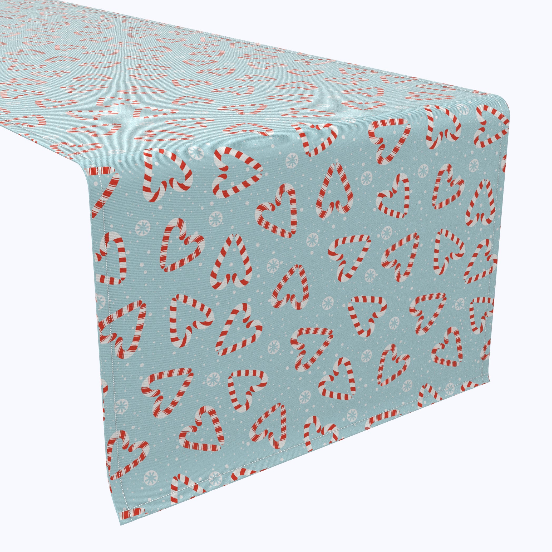 Festive Candy Cane Hearts Cotton Table Runner - Christmas Holiday Dining Decor for Parties, Weddings & Home Decorations