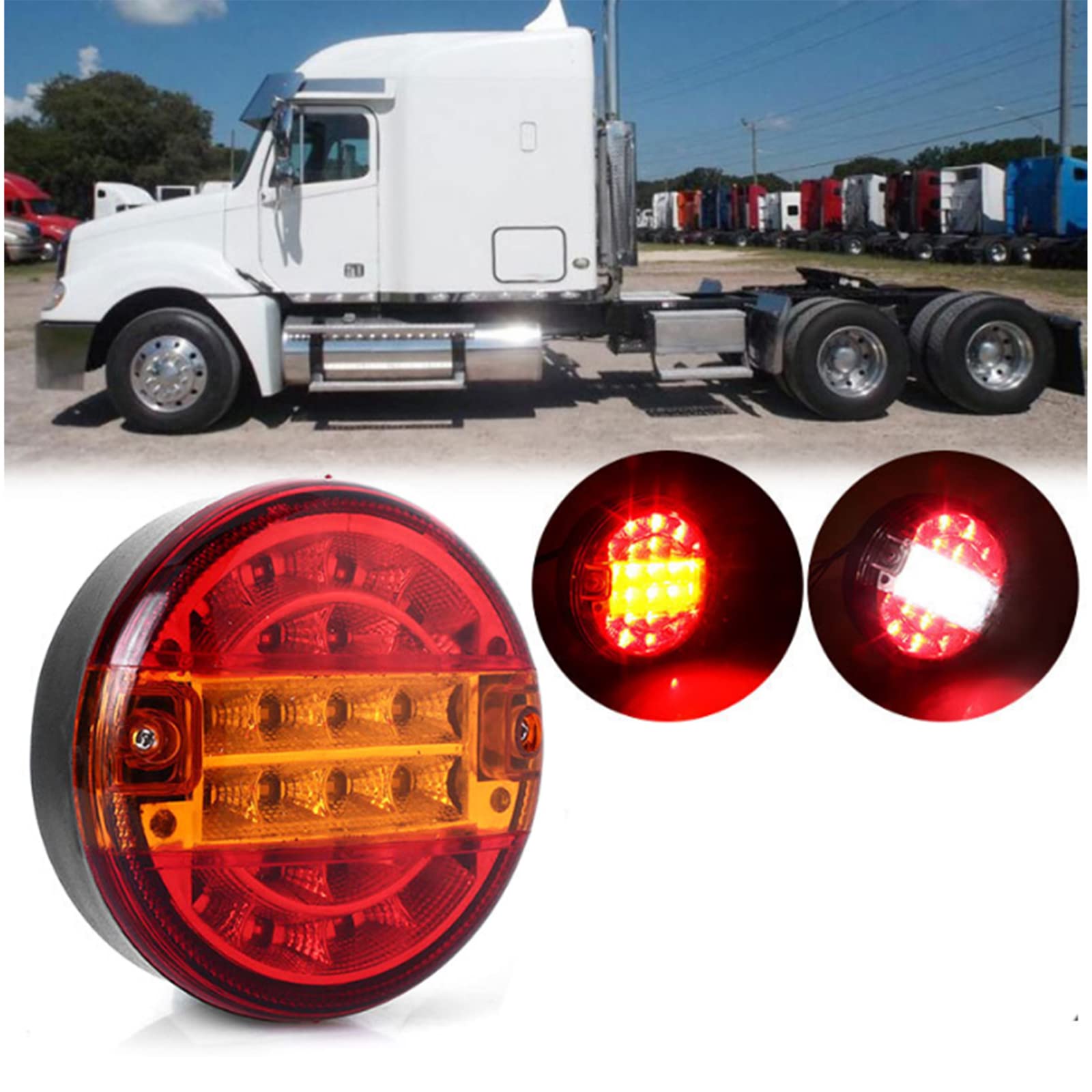 Universal LED Tail Side Marker Light - Red & Amber Front Rear Clearance Light with Turn Signal & Parking Indicator for Trailer Truck Night Driving | Durable Waterproof Design for Heavy Duty Vehicles & Commercial Transport