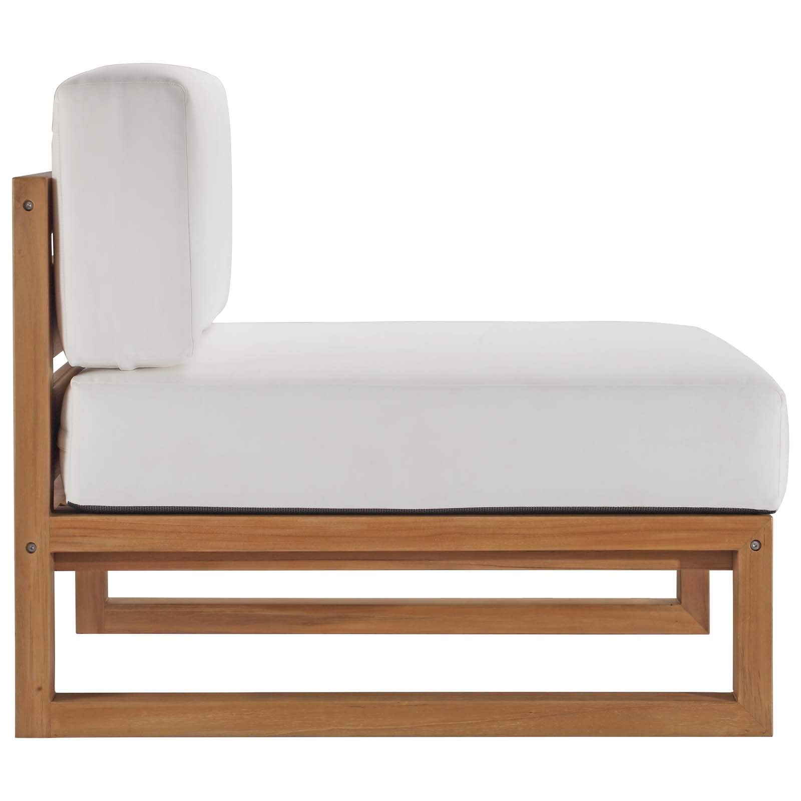 Modway EEI-4257-NAT-WHI-SET 4-Piece Teak Wood Patio Furniture Set with Sofa & Coffee Table in Natural White - Perfect for Outdoor Living, Garden, Poolside & Backyard Relaxation