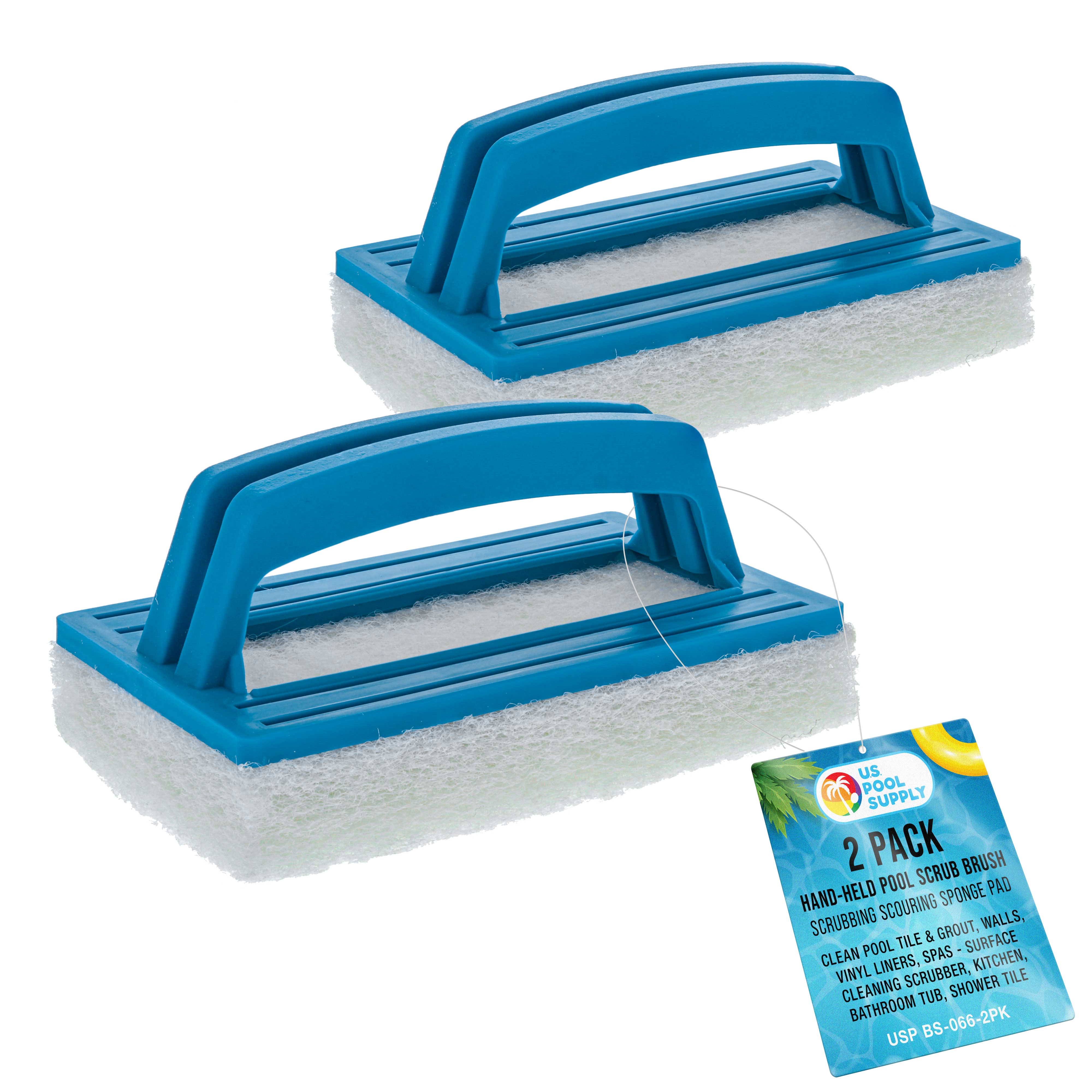 **2 Pack Handheld Pool Scrub Brush with Scrubbing Pad – Clean Pool Tiles, Walls, Vinyl Liners & Spas – Multi-Surface Cleaning for Pools, Kitchen & Bathroom – Ideal for Home & Commercial Use**
