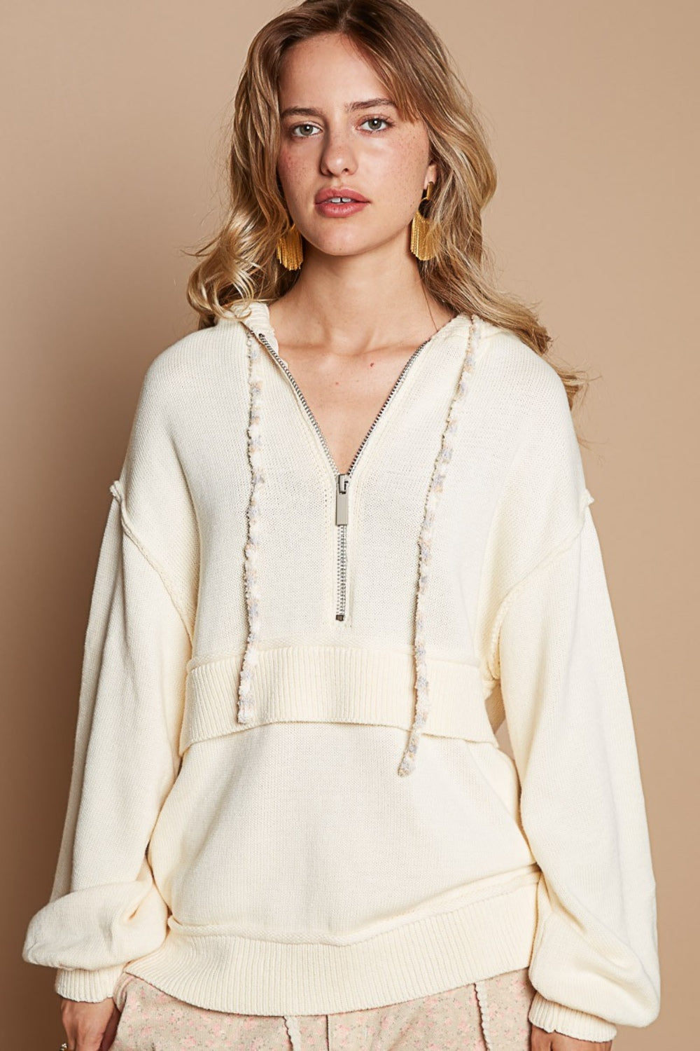 Drop Shoulder Hooded Sweater for Women - Cozy Oversized Pullover Sweatshirt | Winter Fashion, Casual Outfit, Loungewear & Street Style