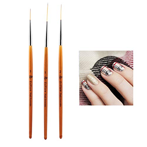 3Pcs Professional Nail Art Brush Set - Fine Liner, Dotting & Detail Brushes for Precise Nail Designs | Durable Nail Painting Tools for Salon & Home Manicure | Perfect for Gel Polish, Acrylic Nails & DIY Nail Art