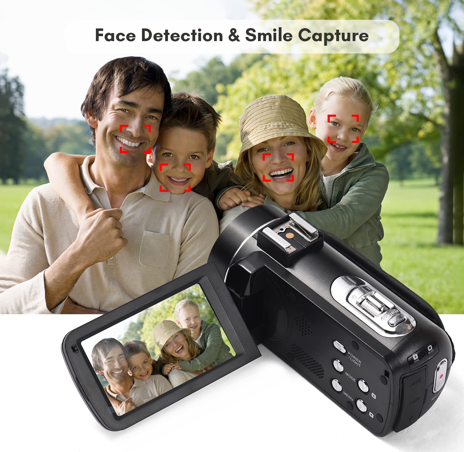 Andoer 2.7K HD Video Camera Camcorder - 48MP Vlogging Camera with 16X Digital Zoom, 3.0