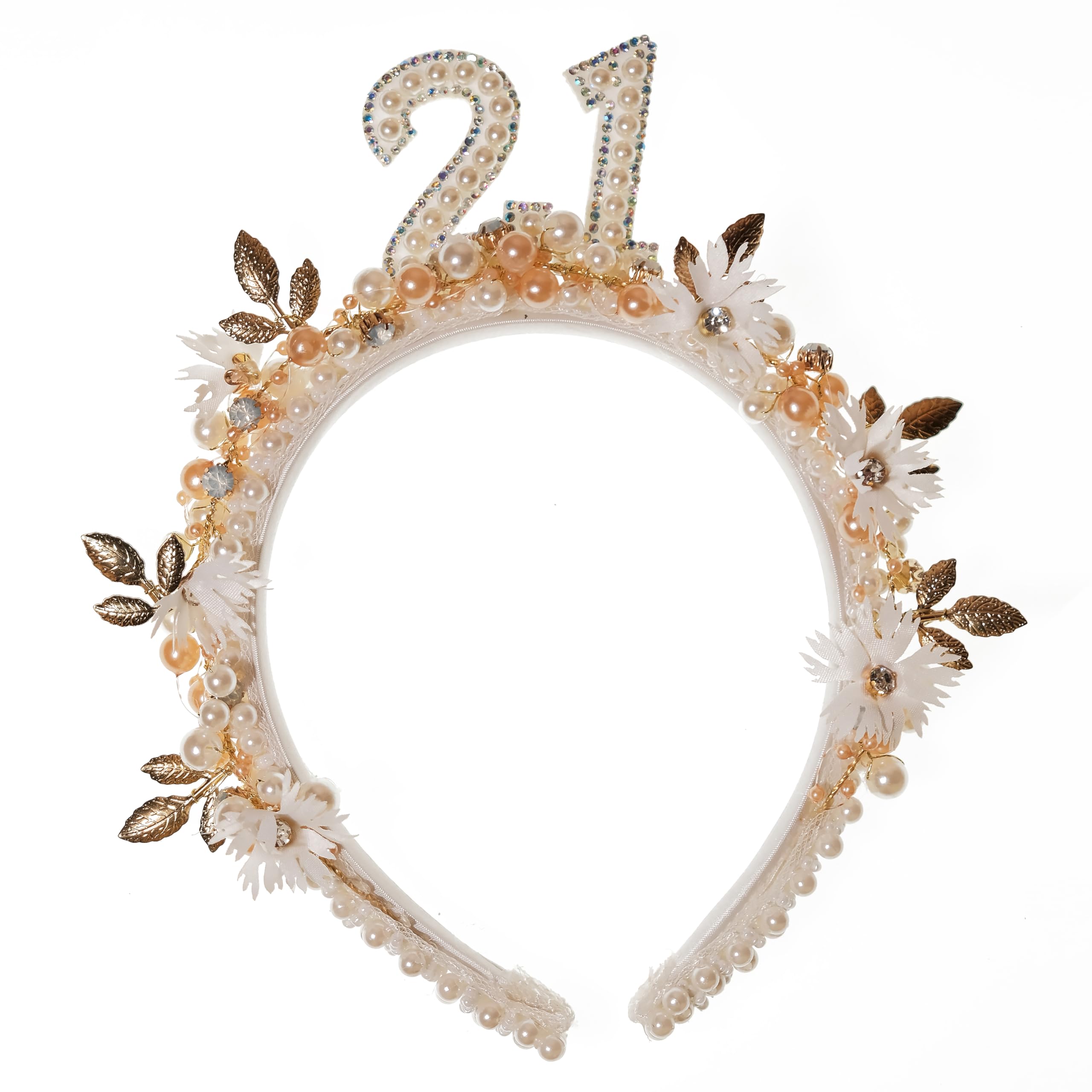 21st Birthday Headband for Women - Handmade Pearl Hairband for Birthday Party, Bachelorette, Girls Night Out | Perfect 21st Birthday Gift for Her