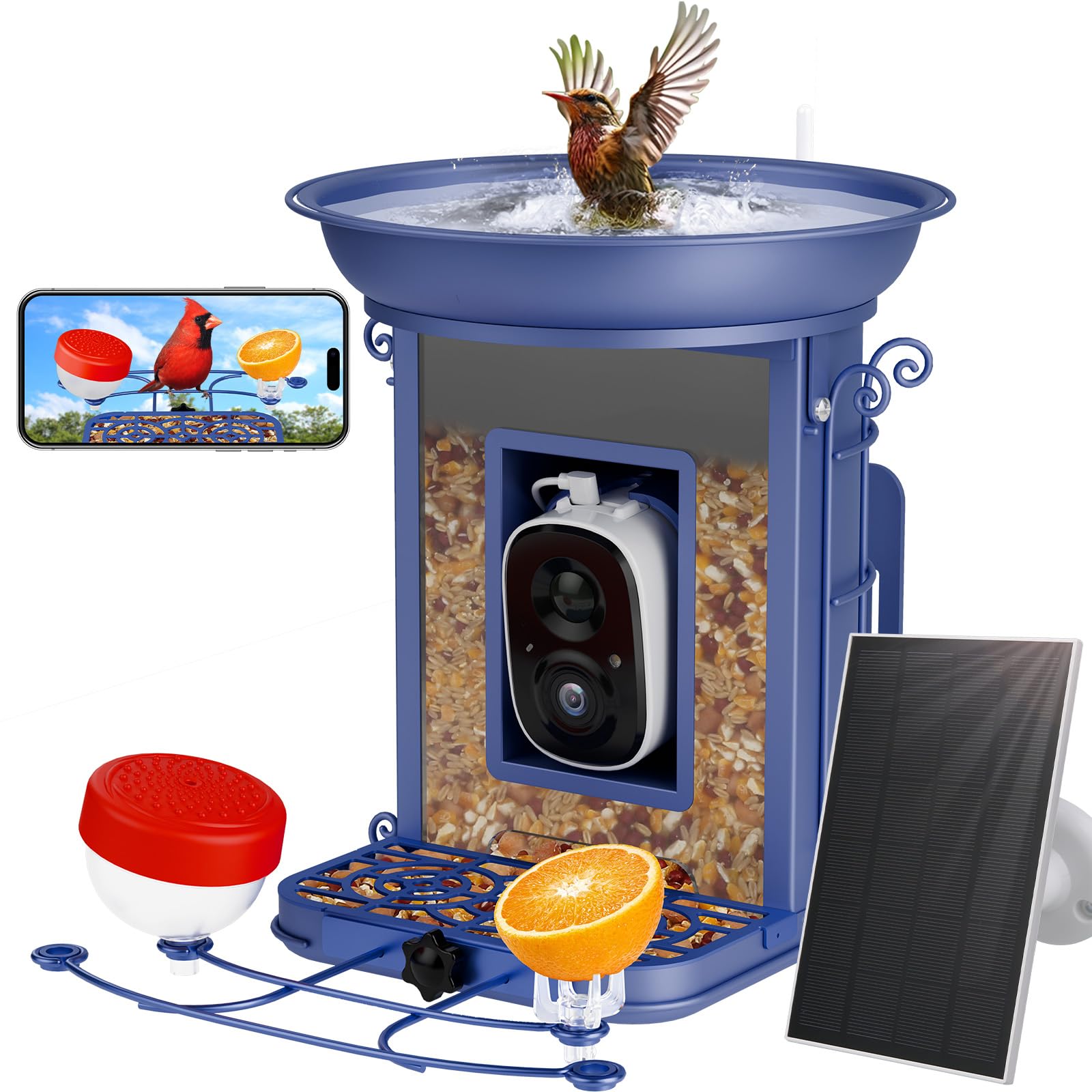 Smart Bird Feeder with Camera - 2K HD Wildlife Bird Feeder with AI Recognition for 11,000+ Species | Live Video Streaming & Motion Detection | Perfect Outdoor Bird Watching Gift for Nature Lovers (Backyard, Garden, Patio Use)