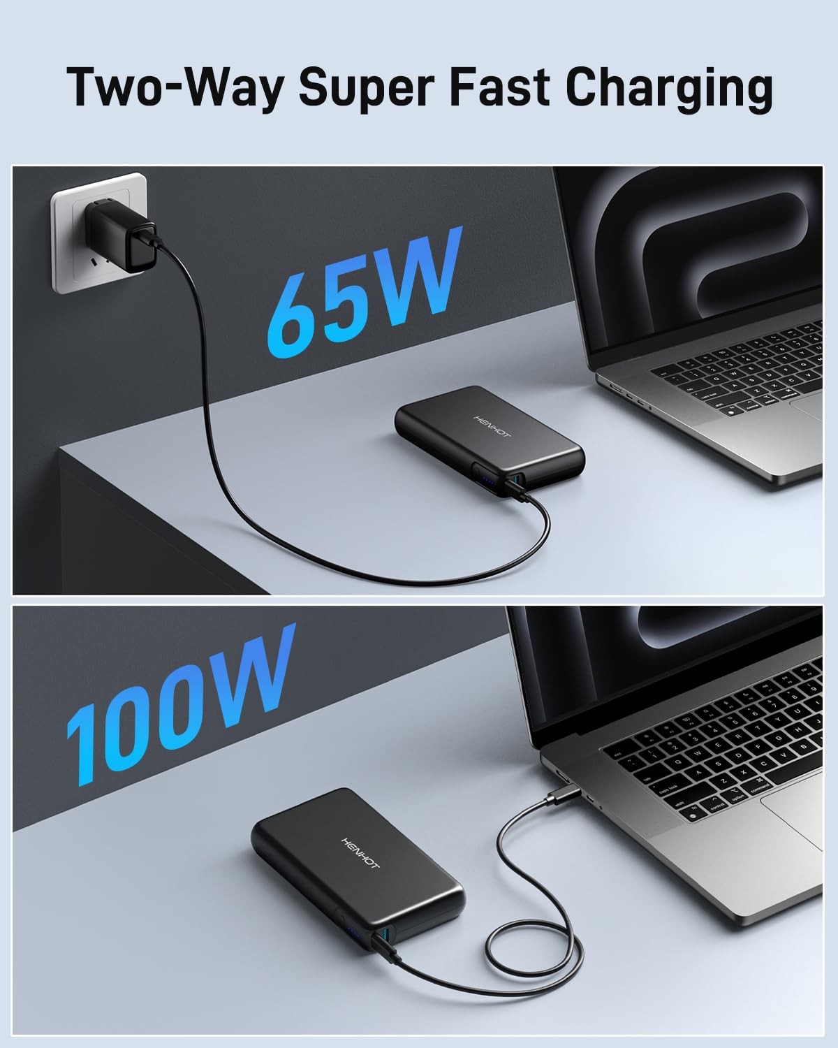 100W 30000mAh Power Bank with USB-C PD Fast Charging - Portable Laptop Charger for Dell, MacBook, HP, Asus, Lenovo, Steam Deck, Nintendo Switch - External Battery Pack for iPhone, Samsung Galaxy, iPad & More - Perfect for Travel, Work & Outdoor Adventures