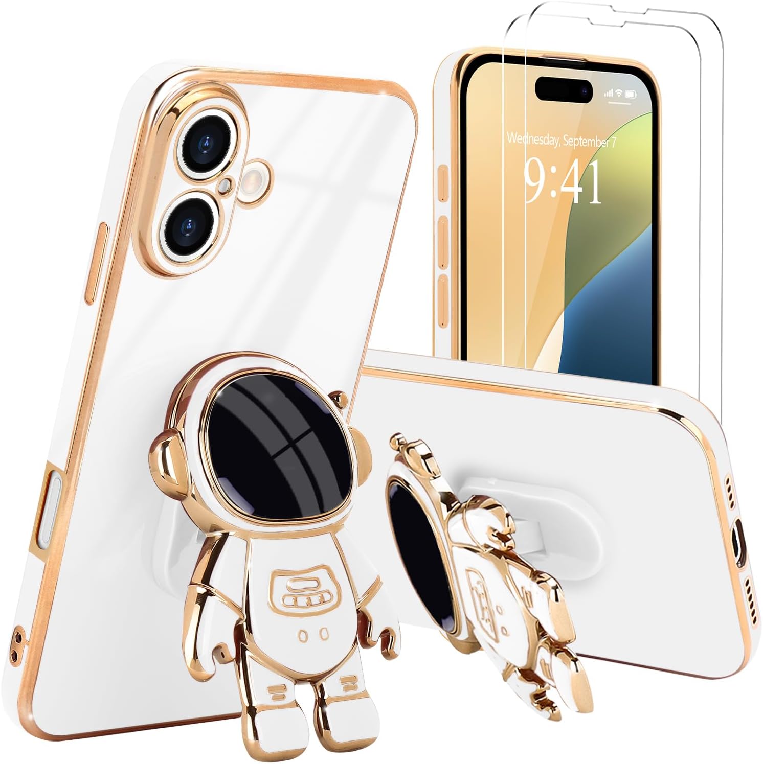 **3D Astronaut iPhone 16 Case - Cute Bling Soft Silicone Phone Cover in Hot Pink | Perfect for Everyday Protection & Stylish Outfits**