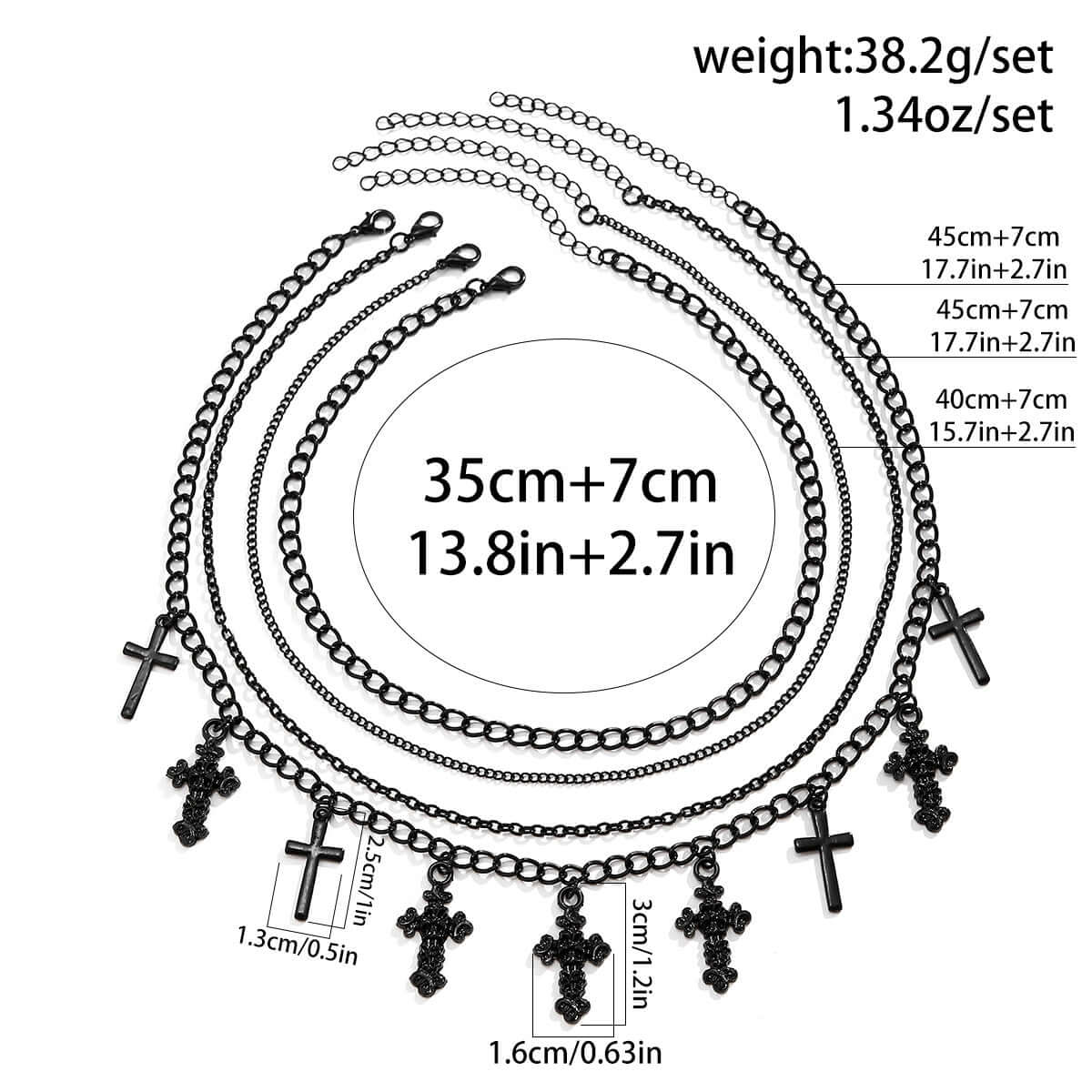 Cool Dark Cross Layering Grunge Necklace Statement | NZ4303 - Gothic Punk Jewelry for Women, Layered Necklace Set for Alternative Fashion, Perfect for Concerts, Parties and Edgy Outfits