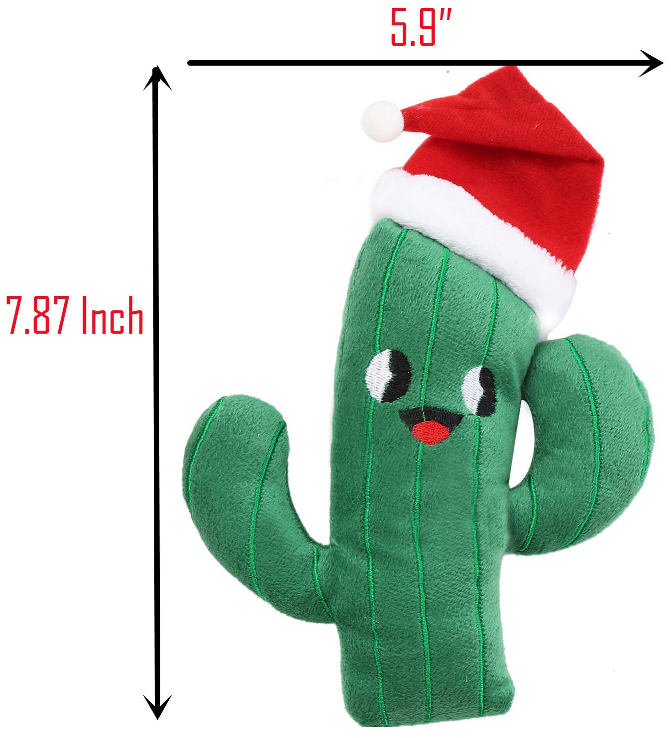 Cactus Dog Squeaky Toy for Small Dogs - Christmas Plush Puppy Chew Toy for Teething Puppies | Perfect for Holiday Gifts, Playtime & Training | Durable & Safe for Indoor & Outdoor Use