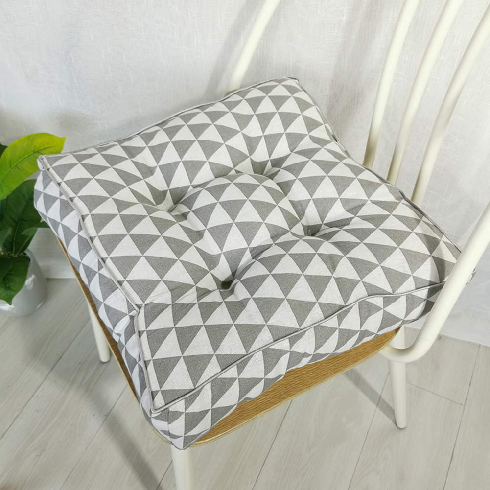 Boho Square Chair Cushion 20x20 - Soft Thick Seat Pad for Floor, Home & Office - Grey White
