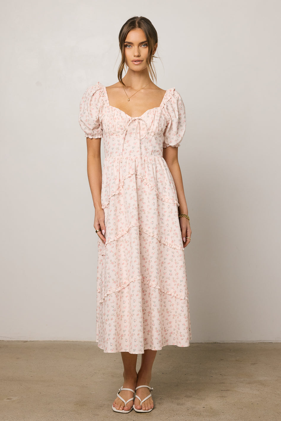 Jamie Floral Midi Dress for Women - Elegant Summer Casual Dress with V-Neck & Flowy Skirt | Perfect for Garden Parties, Date Nights & Vacation Wear