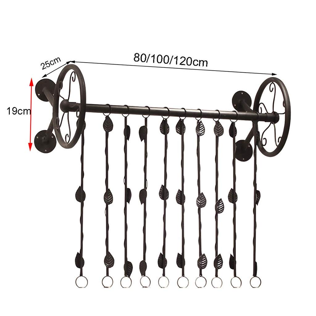 Wall Mounted Wheel-Shaped Clothes Rack with Hanging Chain - 80/100/120cm Adjustable Garment Display Organizer for Bedroom, Closet & Retail Store (Size: 100x25x19cm) - Perfect for Space-Saving Storage & Fashion Boutique Displays