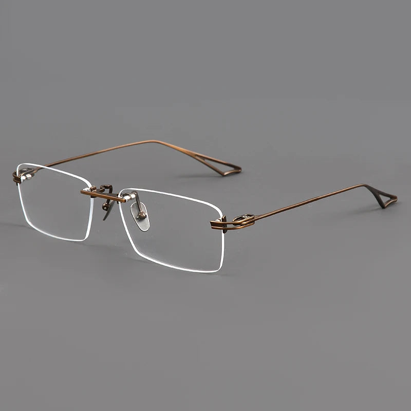 Aimee Unisex Rimless Big Square Titanium Eyeglasses 30419 - Lightweight Durable Frame for Men & Women - Perfect for Reading, Work, and Everyday Fashion