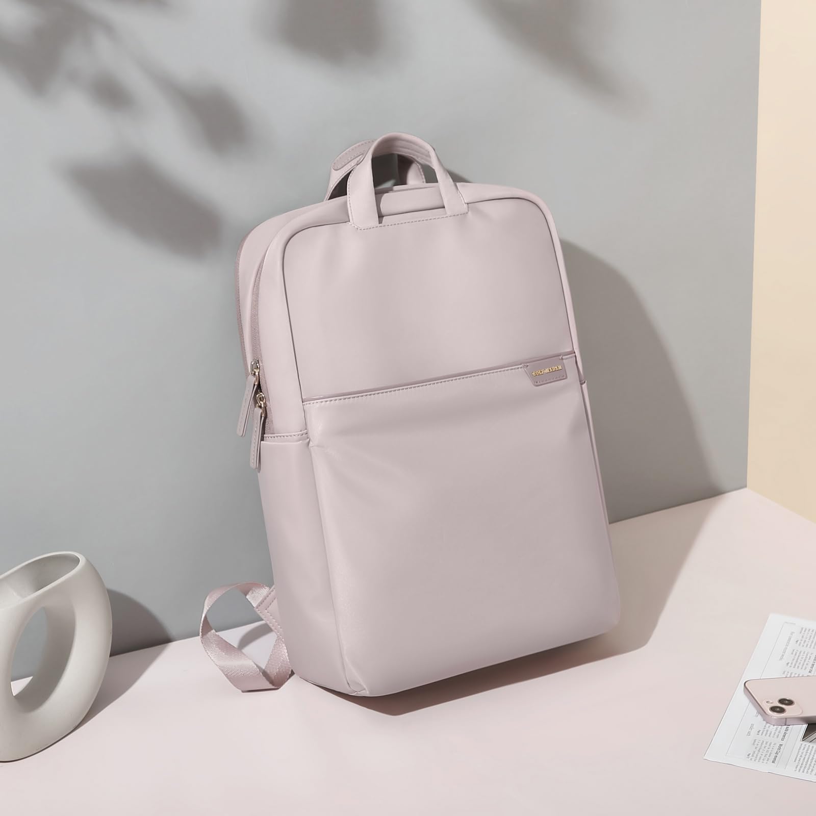GOLF SUPAGS Anti-Theft Travel Laptop Backpack for Women - Slim Durable 17-Inch Computer Bag for College, Business & Work - Water-Resistant Business Backpack with USB Charging Port (Pinkish Grey) - Perfect for Commuting, Air Travel & Office Use