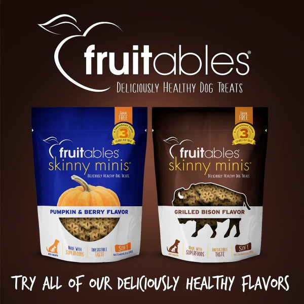 Fruitables Skinny Minis Grilled Bison Flavor Dog Treats - Healthy Low-Calorie Training Snacks for Small & Medium Dogs - Perfect for Reward, Training & On-the-Go Treats