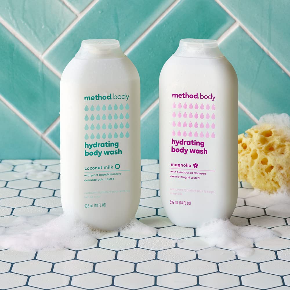Method Hydrating Coconut Milk Body Wash - Paraben & Phthalate Free, 18 oz (Pack of 2) | Moisturizing Shower Gel for Dry Skin, Vegan & Cruelty-Free | Perfect for Daily Use & Spa Days at Home