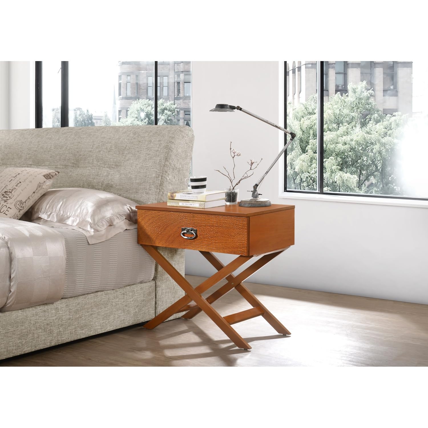 Xavier 1-Drawer Oak Nightstand - 25