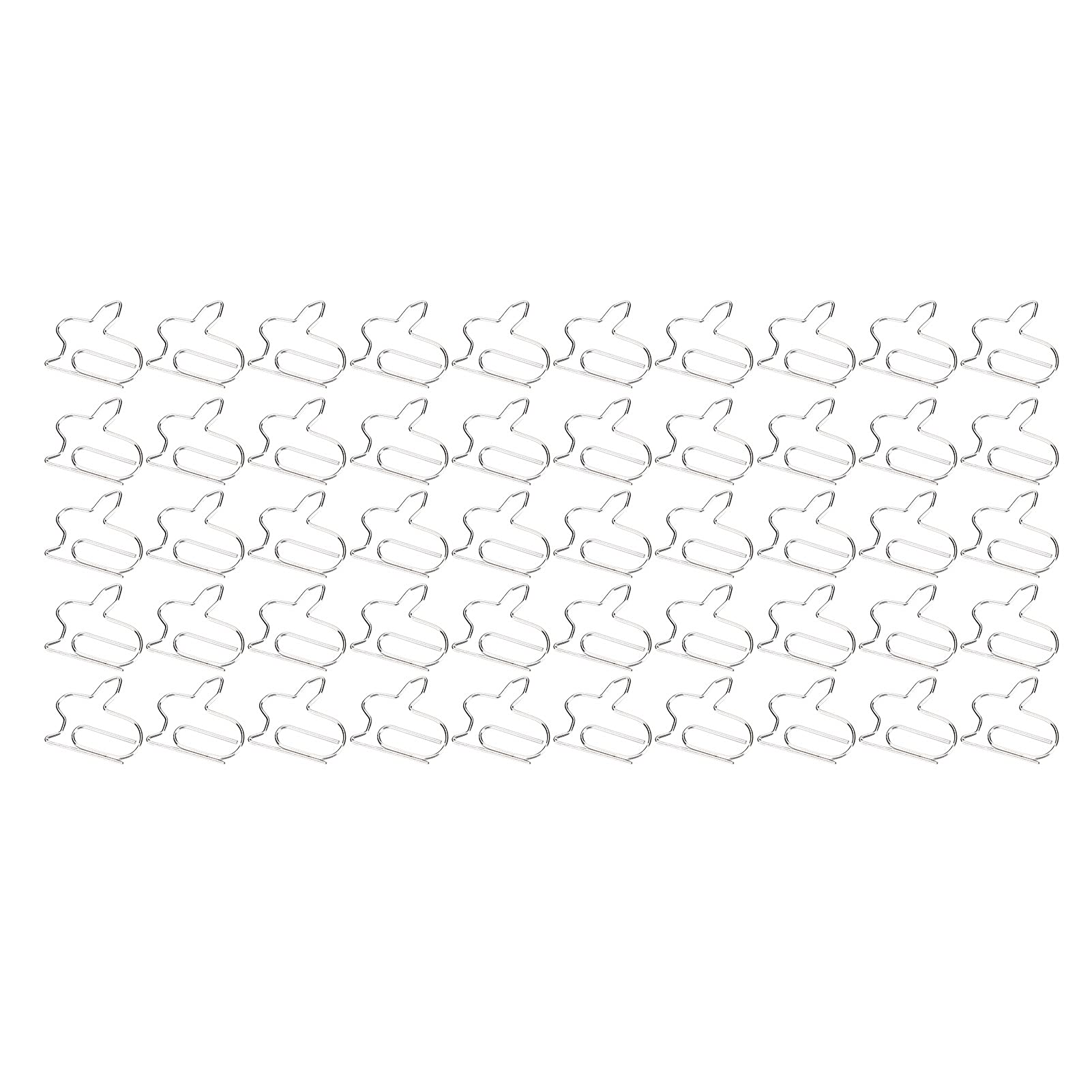 Cute Rabbit Paper Clips 50PCS - Silver Office Supplies for Bookmarks & Planners