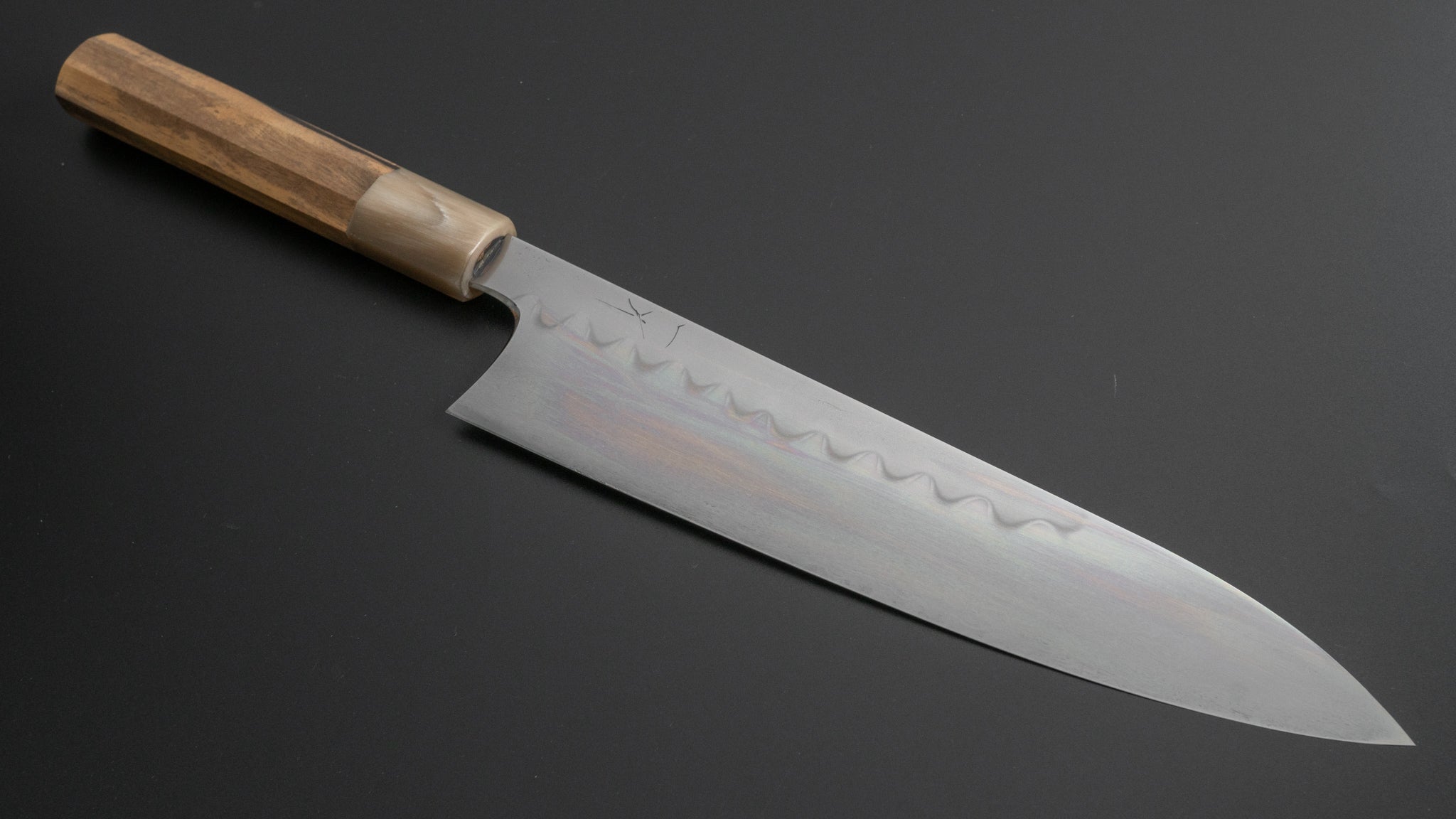 Hitohira Togashi Yohei White #1 Mizu Honyaki Gyuto 240mm Japanese Chef Knife - Kurokaki Persimmon Wood Handle with Saya (#042) - Perfect for Professional Chefs & Home Cooking Enthusiasts