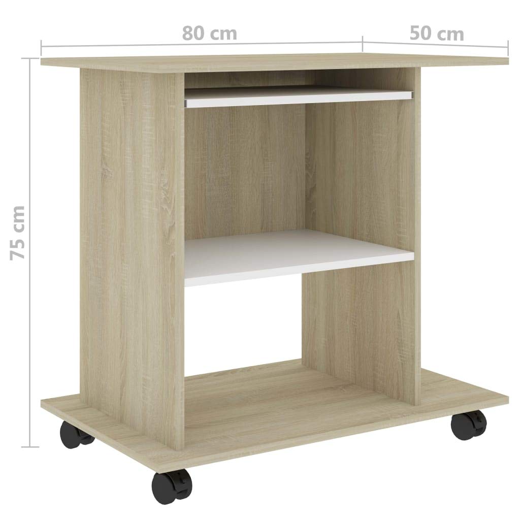 Modern Computer Desk for Home & Office - Large Study Desk with Dressing Table Function, White & Sonoma Oak Finish, 31.5