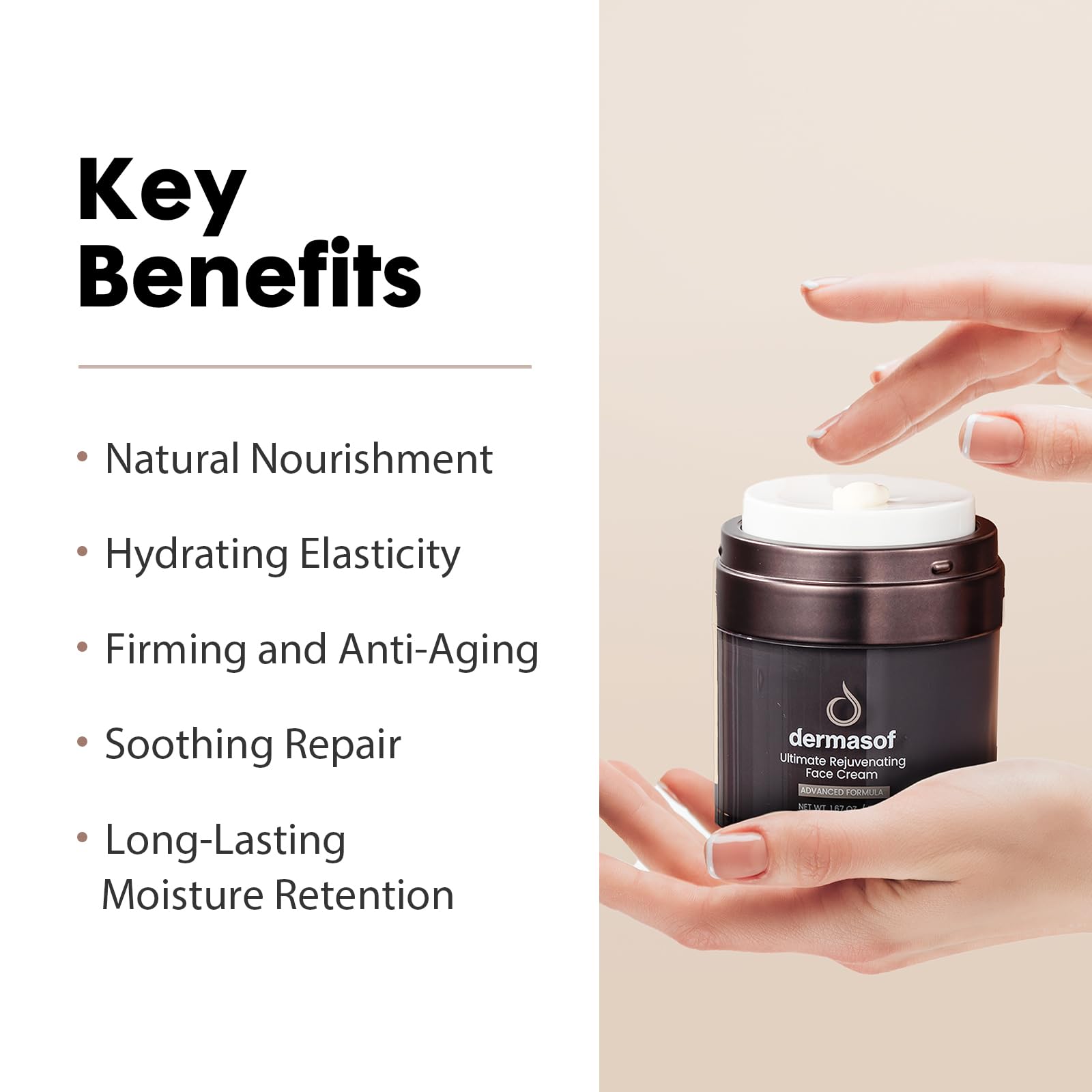 Ultimate Rejuvenating Anti-Aging Face Cream - Wrinkle Reduction & Antioxidant Moisturizer with Hyaluronic Acid for Firm, Elastic Skin (1.67 oz) | Perfect for Daily Skincare Routine & Nighttime Hydration