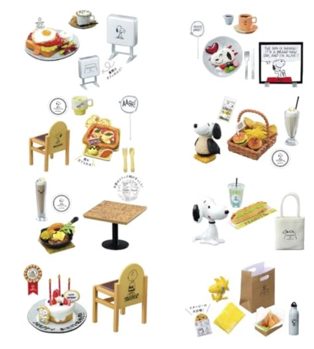 Peanuts Cafe Tour Blind Box Collection by Re-Ment - Cute Snoopy & Friends Miniature Figures for Home Decor, Office Display, and Gift Giving