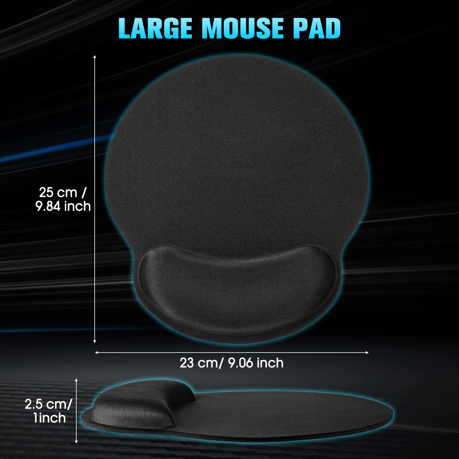 **Yunsailing 8-Pack Ergonomic Mouse Pad with Wrist Rest – Gel Memory Foam for Pain Relief – Comfortable Computer & Laptop Mouse Pad for Office, Gaming, and Home Use (Solid Black)**