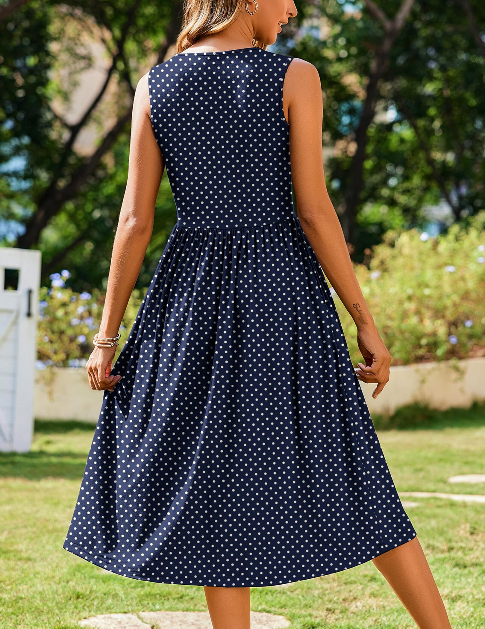 Zeagoo Women's Summer Floral Tank Midi Dress with Pockets - Sleeveless A-Line T-Shirt Dress, Casual Flowy Beach Sundress for Vacation, Date Night & Outdoor Activities